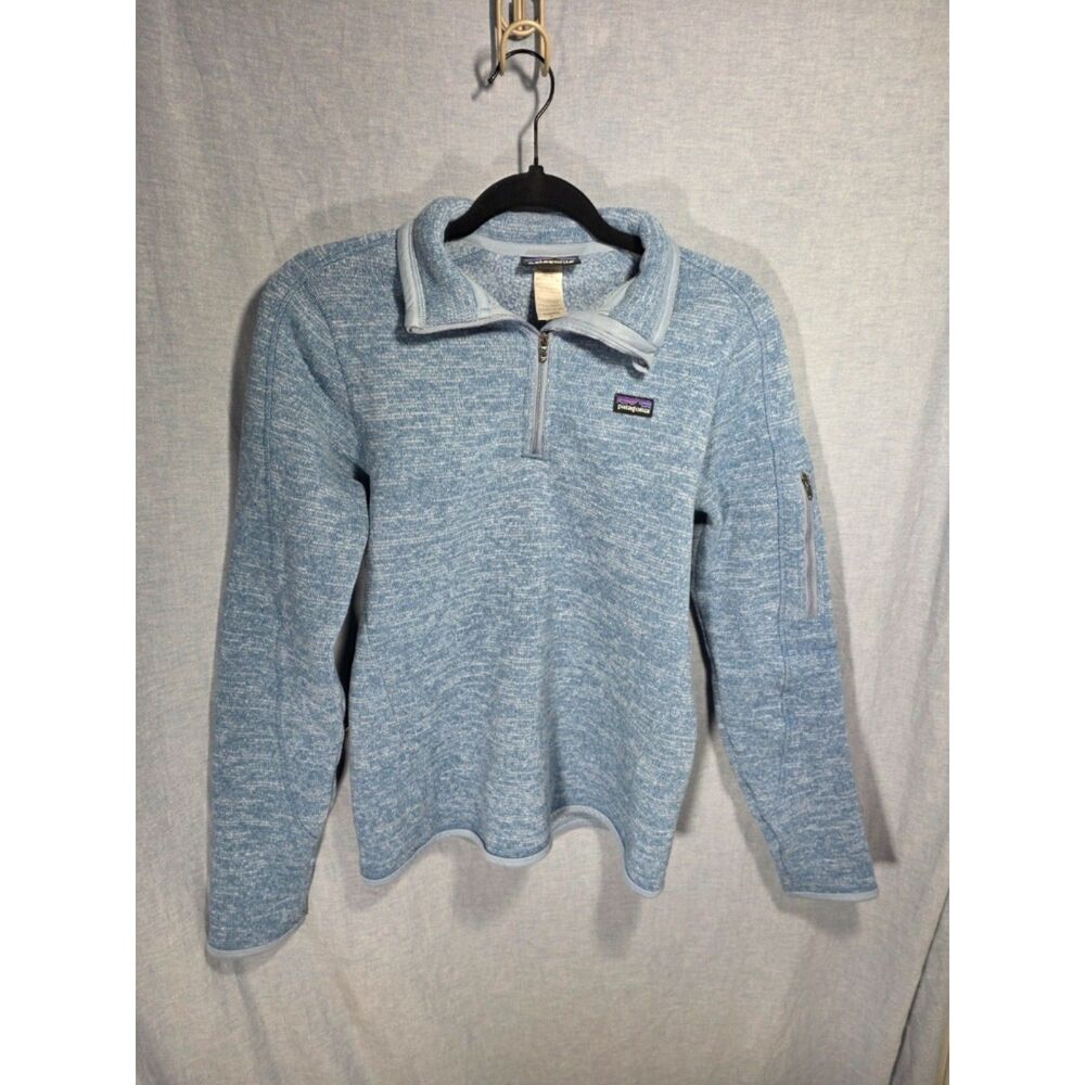 Patagonia Womens S Blue Heathered Better Sweater 1/4 Zip Fleece Pullover Jacket